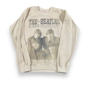 The Beatles Music Crewneck Khaki Black Music Crew Retro